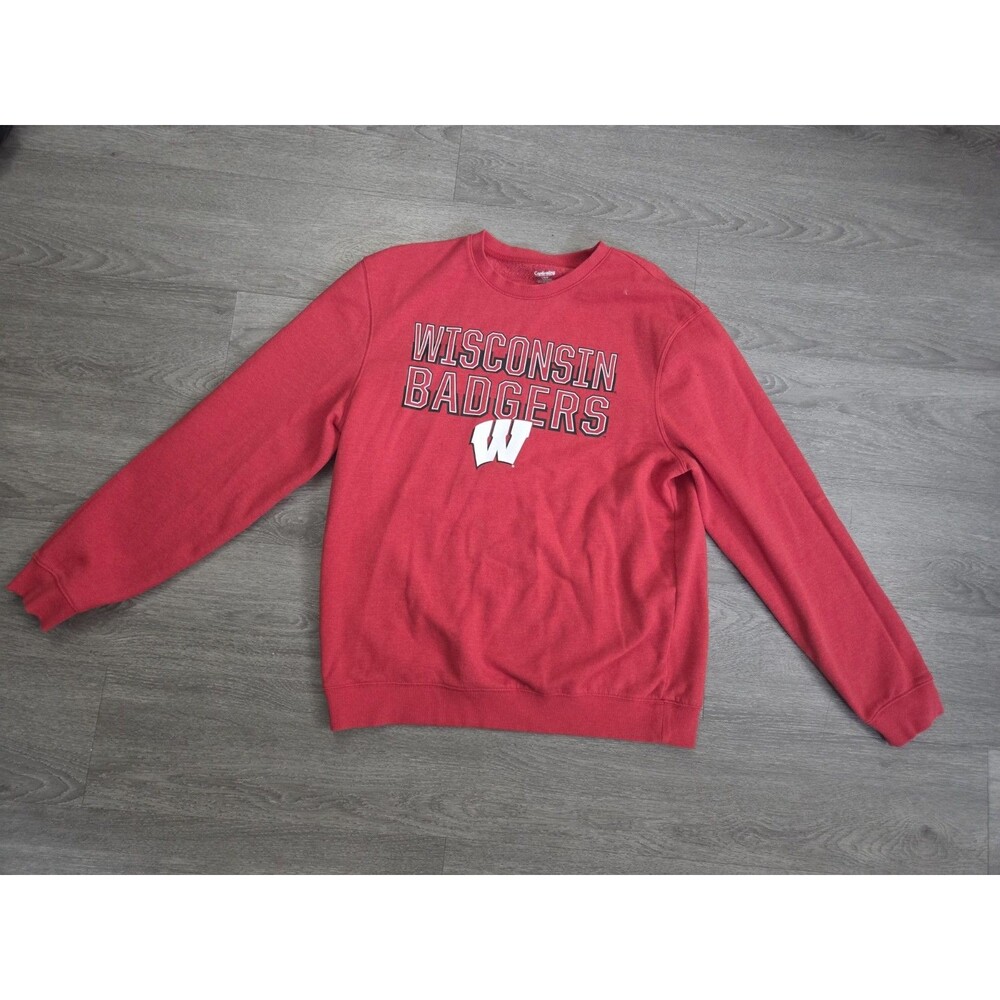 VTG University of Wisconsin Badgers Crewneck Sweatshirt Greatshirt Sz L Red
